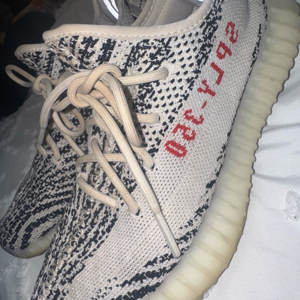 Yeezy Zebra Pattern Sneakers with Red Detail